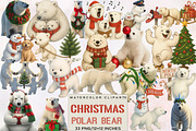 Christmas Polar Bear Clipart, an Illustration by SVGArt (Thumbnail 1 of 8)