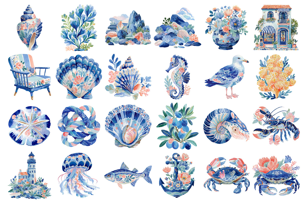 Mediterranean Coastal Clipart Png Se, an Illustration by Daily.Designs (Photo 3 of 3)