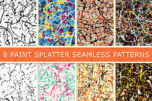 8 Paint splatter patterns vector