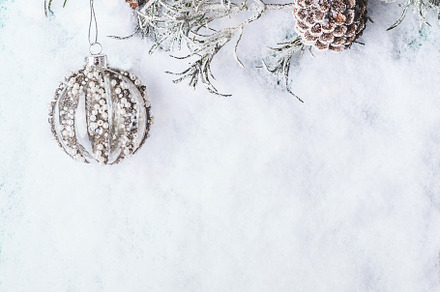 Christmas snow background featuring above, background, and ball, a Holiday Photo by VICUSCHKA