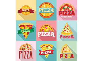 Pizza Logo Set, Flat Style