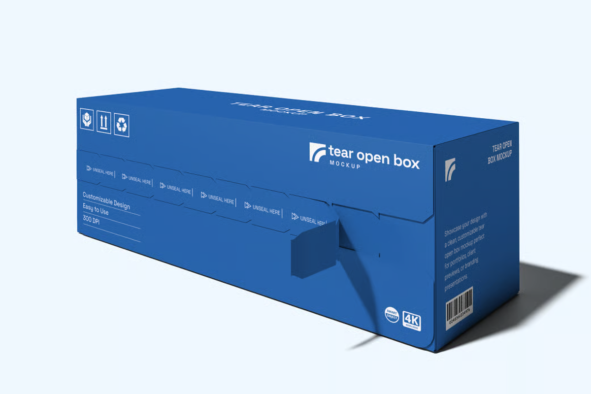 Perforated Tear Open Box Mockup, a Packaging Mockup by graphicsauce