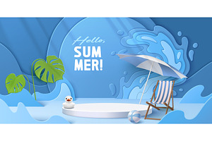 Hello summer 3d scene with white, a Sport Illustration by art PVP - market