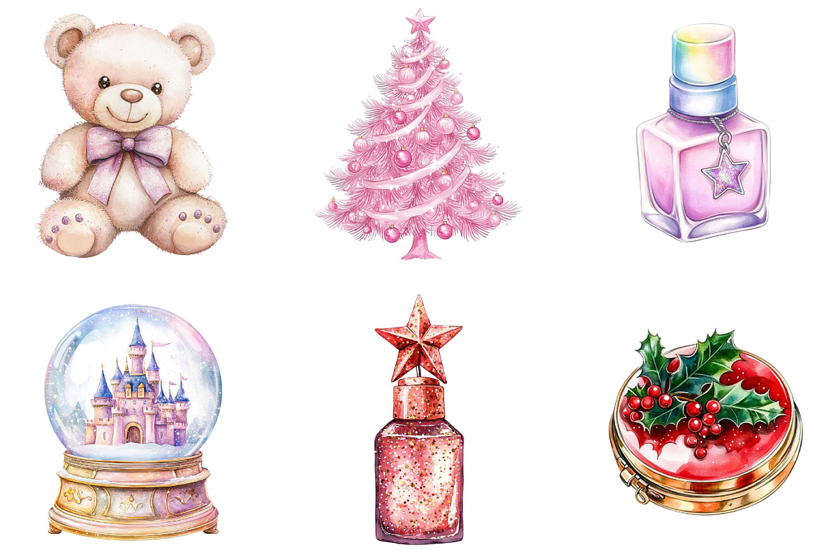 Coquette Gilter Christmas Clipart, an Illustration by DreamArtGraphic (Photo 2 of 5)