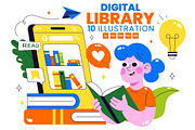 10 Digital Library Illustration, an Education Illustration by denayunebgt (Thumbnail 1 of 4)