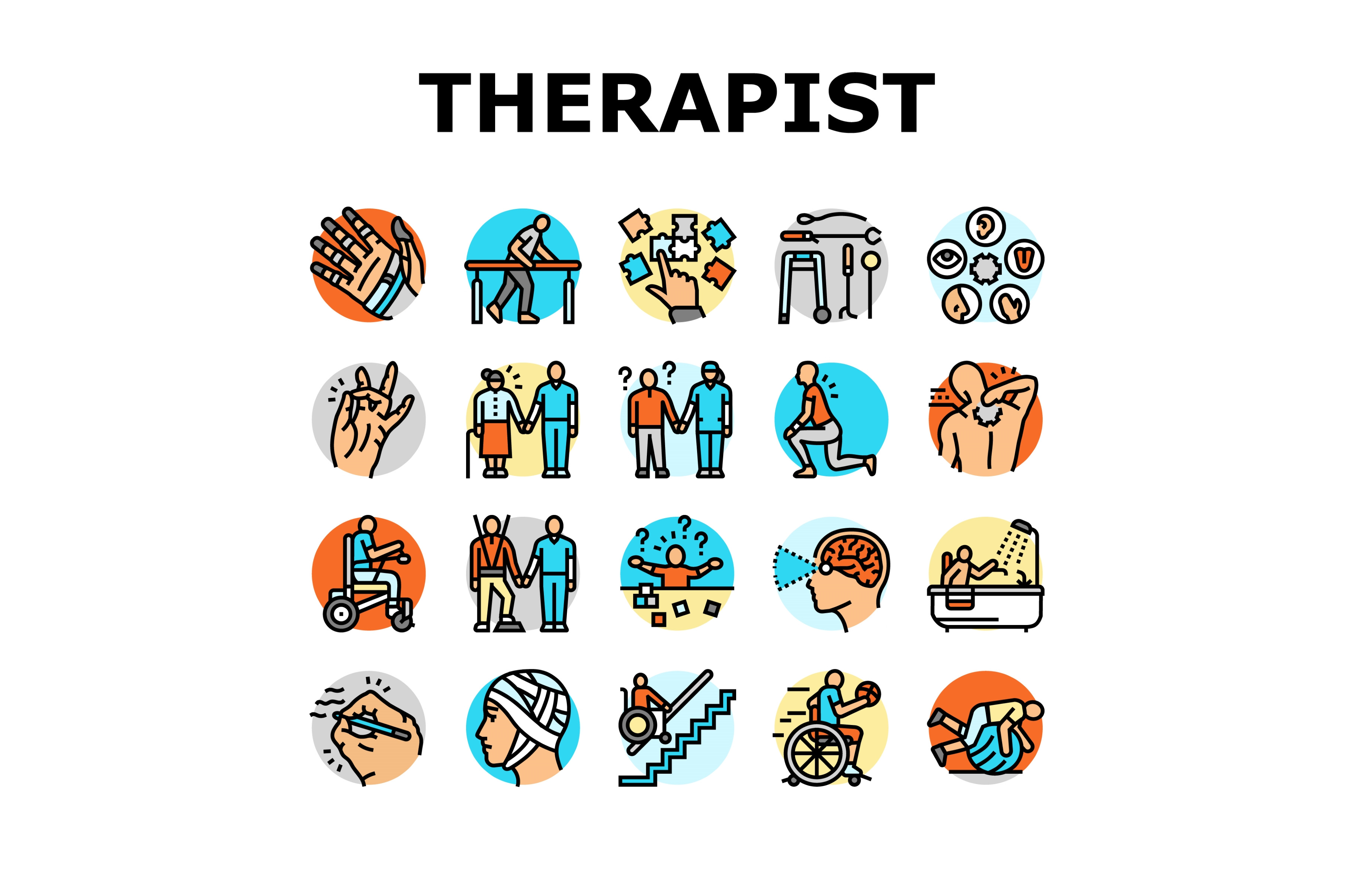 occupational therapist health icons, an Object Illustration by pikepicture