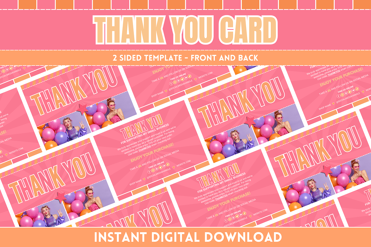 Fun Thank You Card, a Business Card Template by SunshineStudioBoutique (Photo 1 of 10)