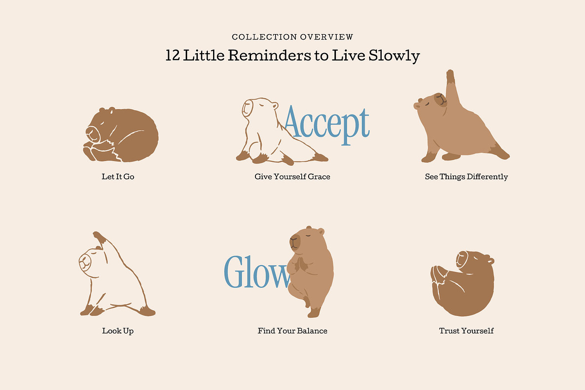 Capybara Yoga Illustration Set, an Animal Illustration by dosome.my (Photo 5 of 10)