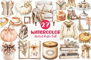 Neutral Rustic Coquette Fall Clipart, an Illustration by CreationArt