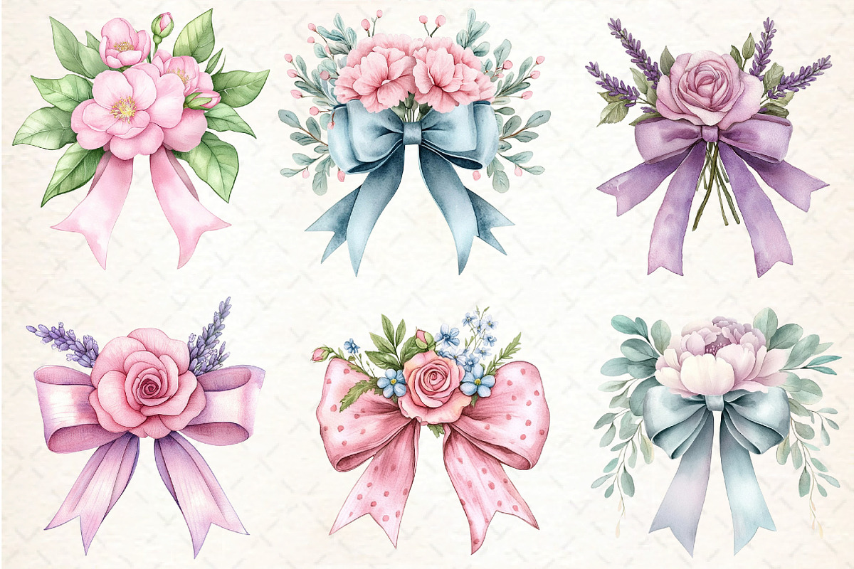 Watercolor Floral Pink Bow PNG, an Illustration by DreamCafeArt (Photo 2 of 3)
