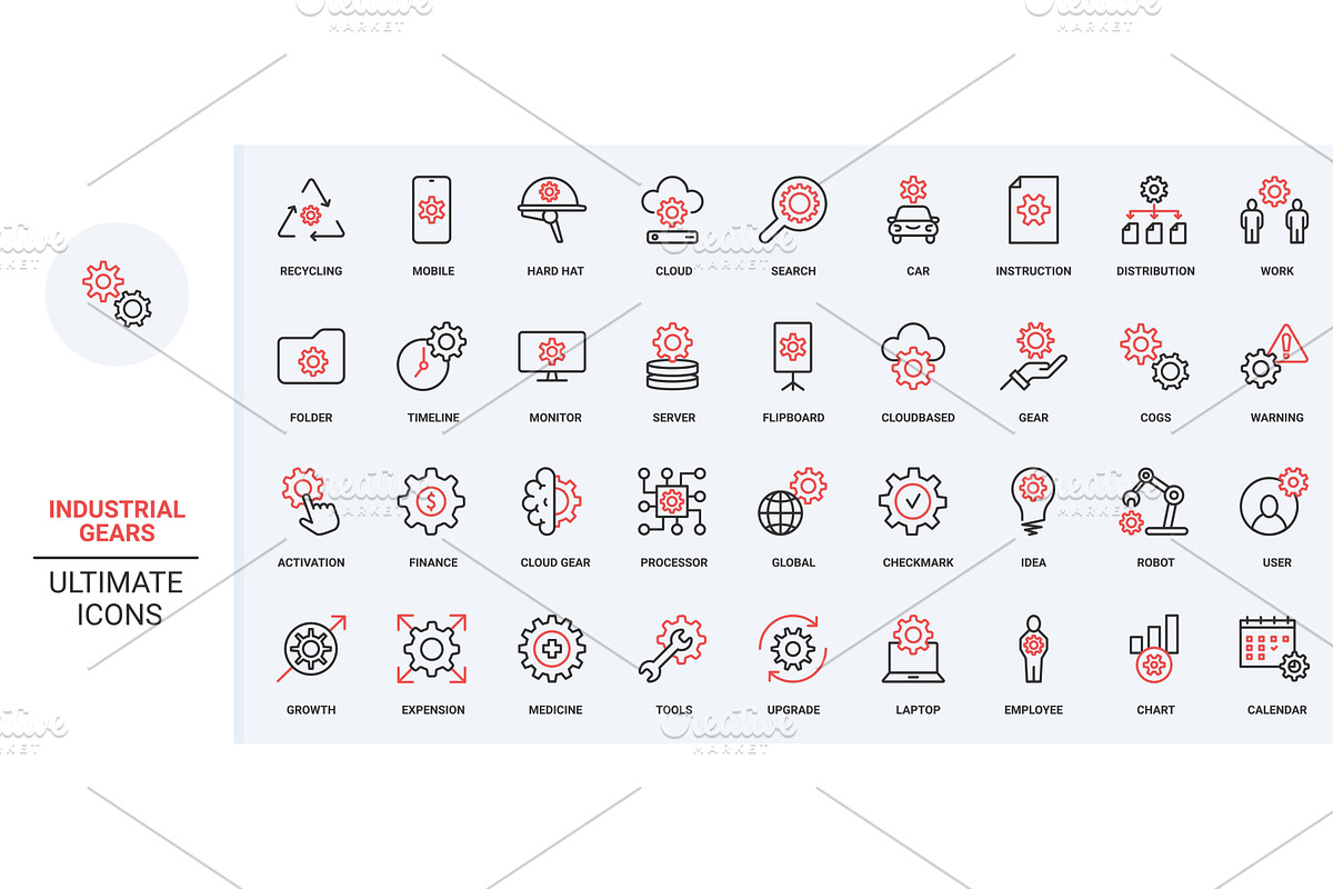 Gears business production icons, a Technology Illustration by Lemberg Vector