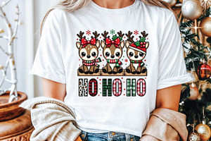 HO HO HO Reindeer Christmas PNG, an Illustration by Libby Wishes