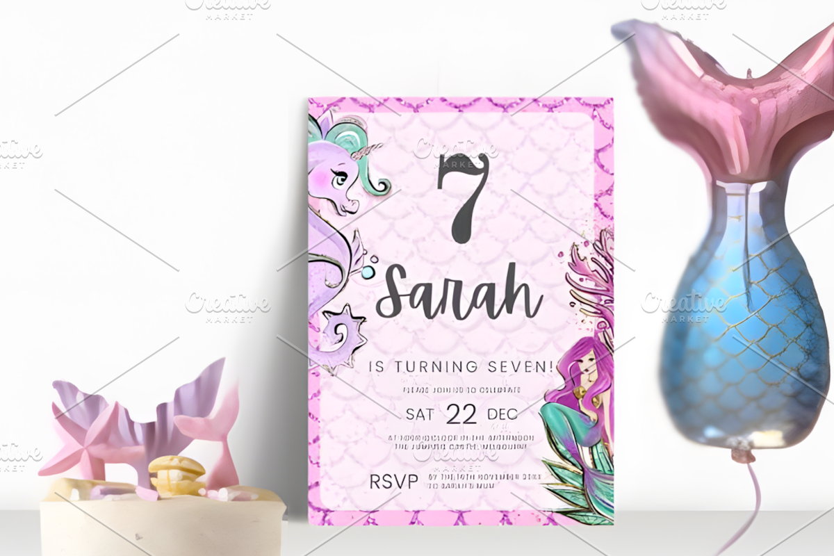 Mermaid Birthday Bundle Canva Templa, a Marketing Template by Coco Bloom (Photo 5 of 7)