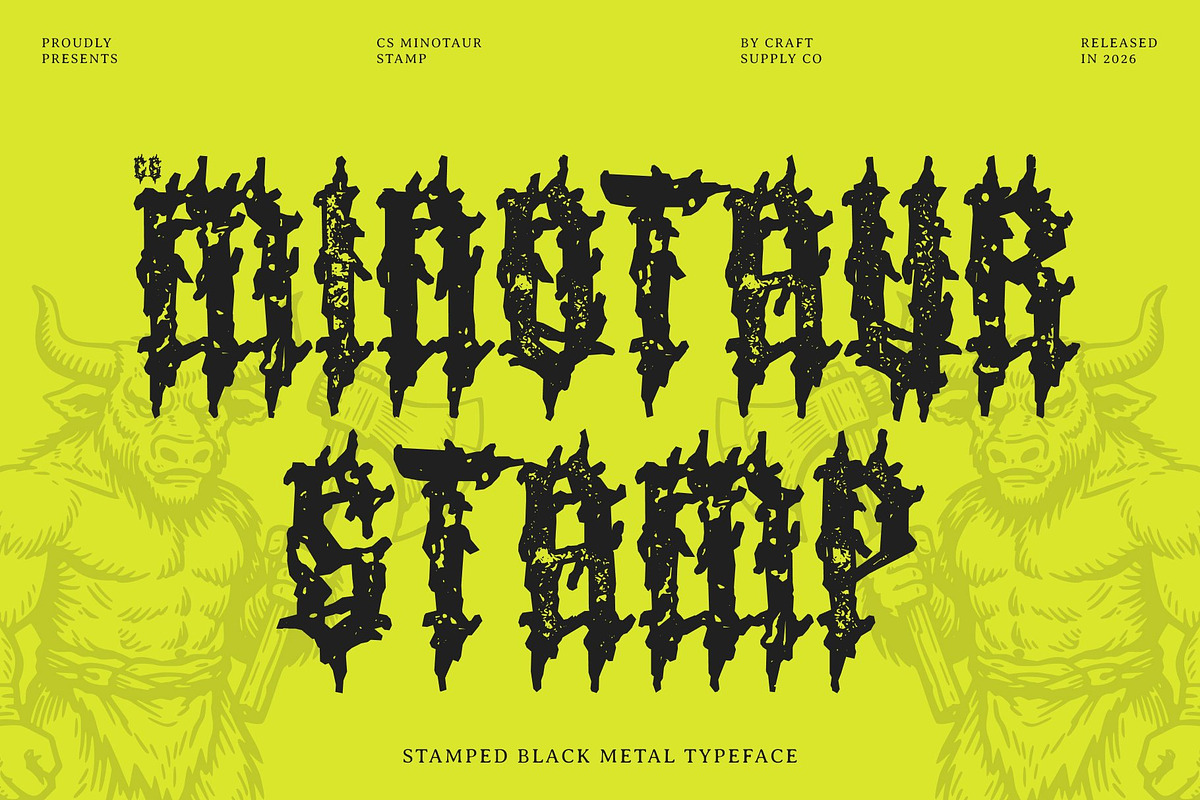 CS Minotaur Stamp, a Blackletter Font by Craft Supply Co. (Photo 1 of 8)