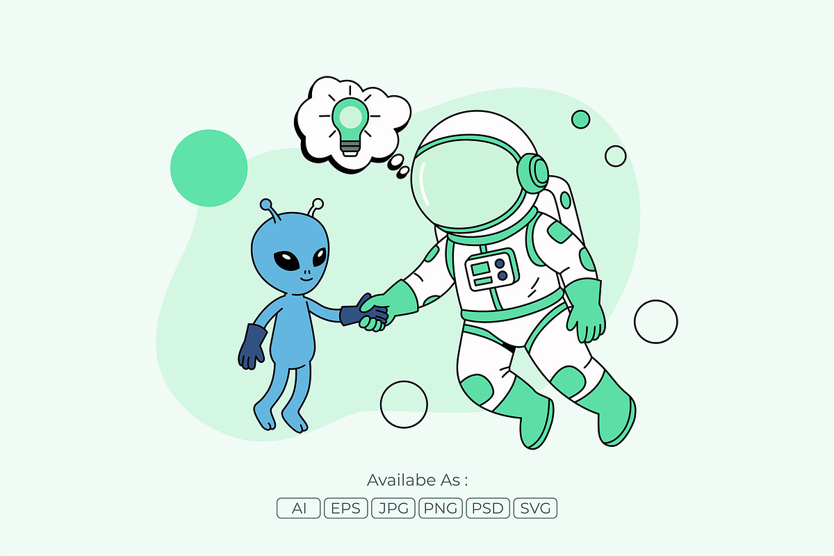 Space Contact Alien Astronaut, an Education Illustration by Partikusi Design (Photo 2 of 3)