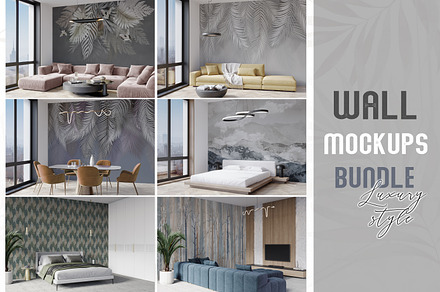 Wallpaper mockup Room mockups bundle