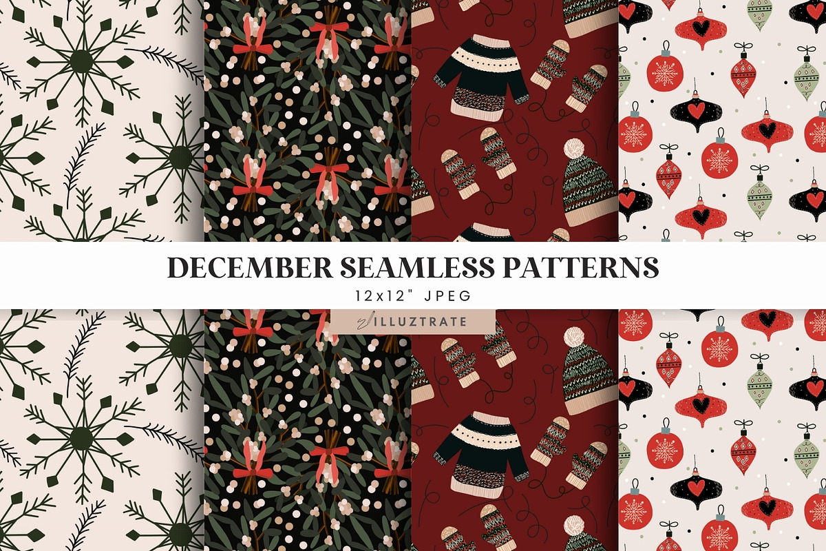 Festive Christmas Pattern Pack, a Pattern Graphic by illuztrate (Photo 4 of 5)