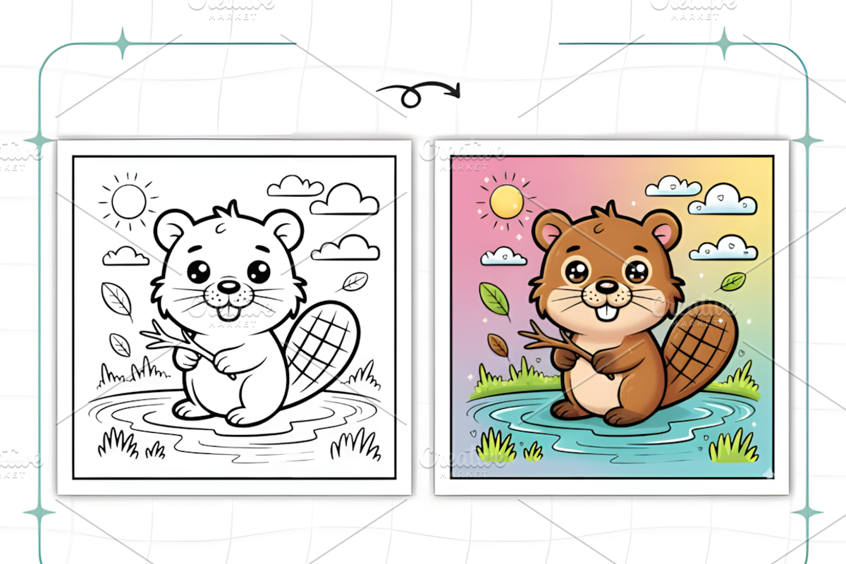 ADULT CUTE BABY ANIMALS COLORING PAG, an Animal Illustration by Ink Gallery (Photo 7 of 9)