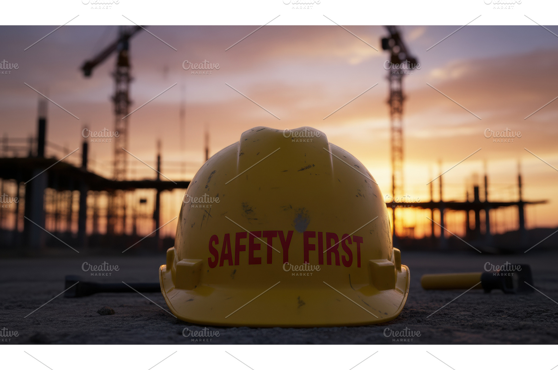 Yellow construction hard hat with, an Industrial Photo by Igor Tichonow