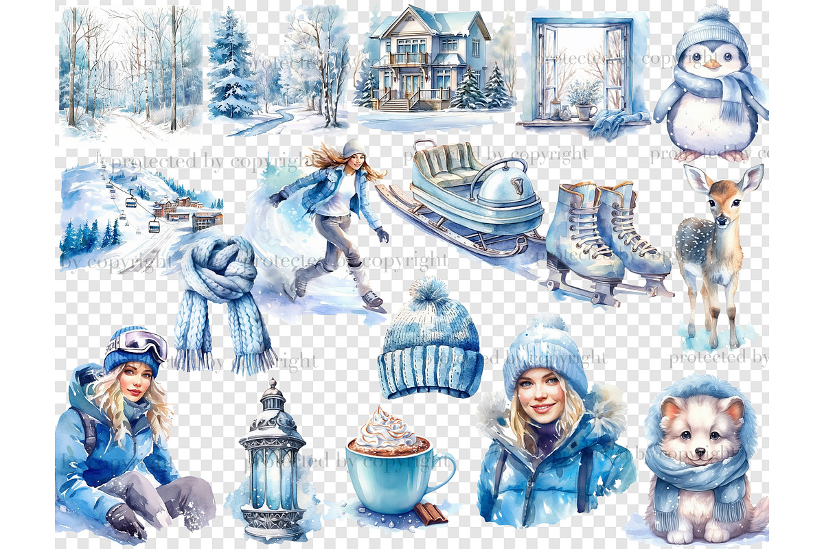 Cold Winter Clipart | Outside Winter, a Person Illustration by GlamArtZhanna (Photo 5 of 5)
