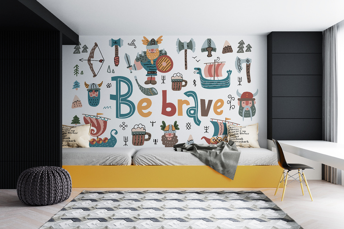 Cute childish vikings clipart set, an Illustration by Lana Sham (Photo 10 of 12)