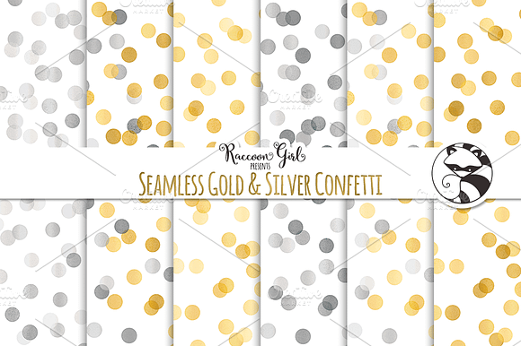 Seamless Gold & Silver Confetti preview 4