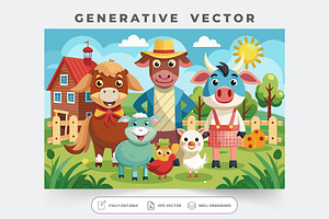 Farm animals happily pose together i, a Graphic by Iftikhar Alam