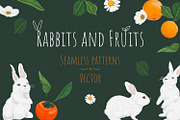 Rabbits and Fruits. Vector Patterns, a Pattern Graphic by HmarkaShop (Thumbnail 1 of 3)