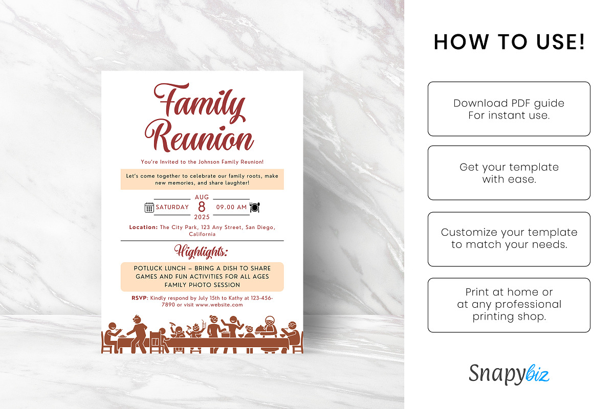 Family Reunion Invitation Canva Temp, an Invitation Template by Snapybiz (Photo 3 of 10)