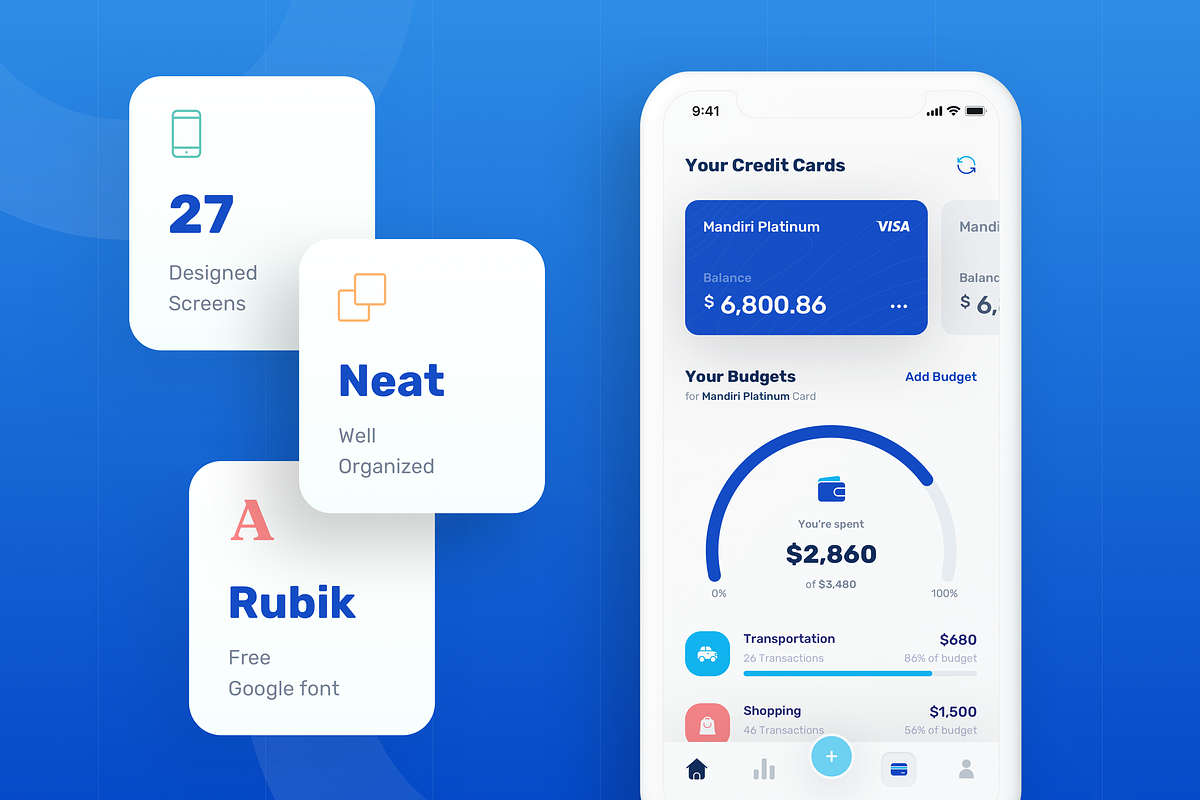 Banky -  Finance App UI Kit, an App Template by Designspace (Photo 2 of 7)