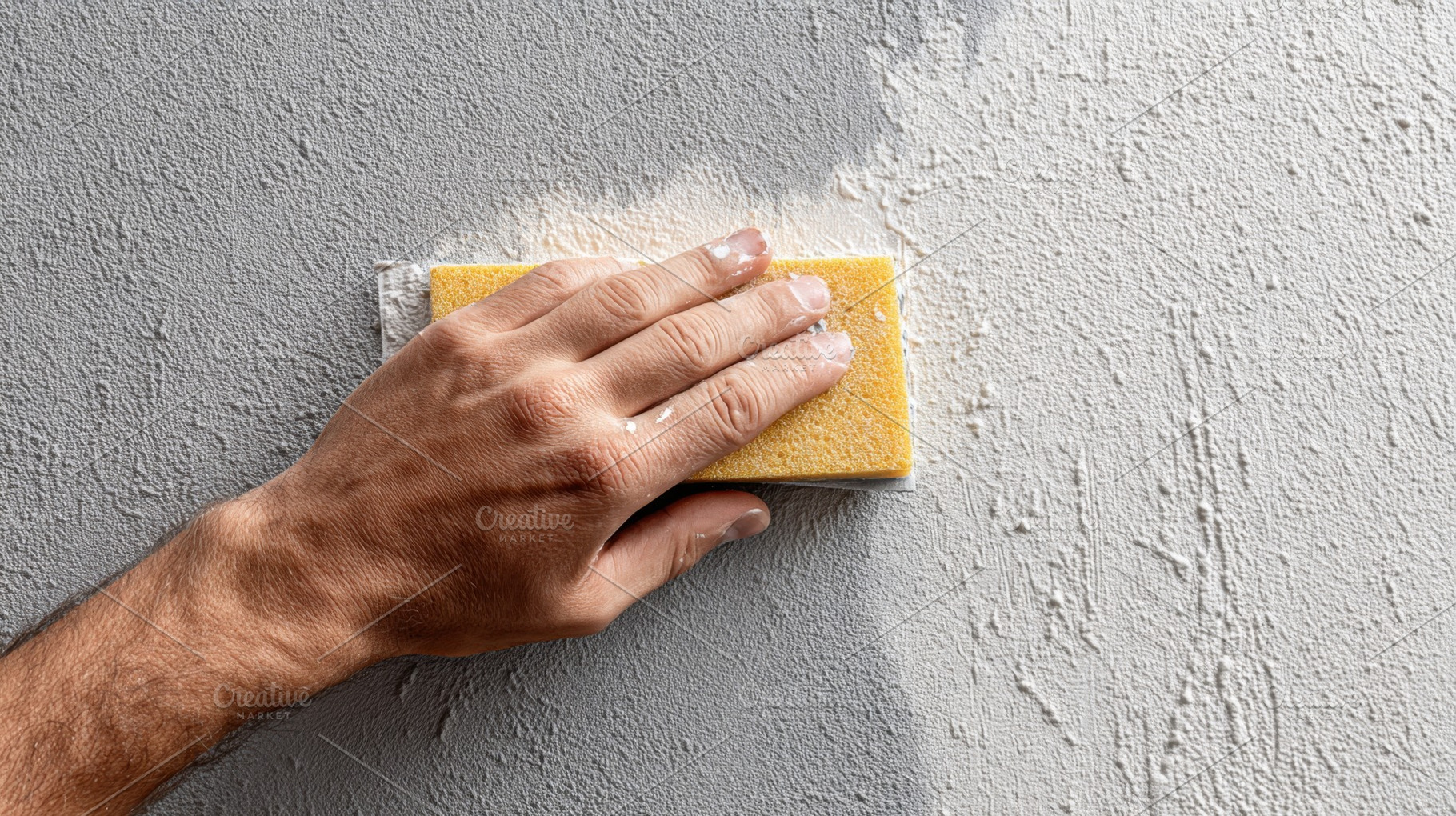 Hand sanding a textured wall surface, a Photo by Beautiful things