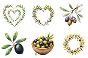 Olives Clipart, Olive Branch, an Illustration by DreamArtGraphic (Thumbnail 3 of 4)