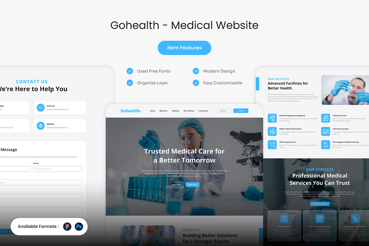 Gohealth - Medical Website Template, an UI Kit Template by Kmg Design (Photo 1 of 3)