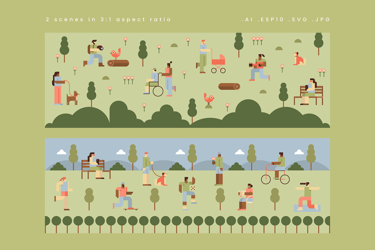 Geometric Life - Park Activities, a Person Illustration by Léo Alexandre (Photo 10 of 17)
