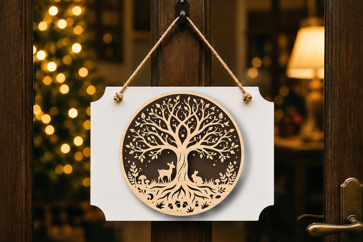 Tree, Deer and Rabbit Forest Circle, a Work Illustration by Digital Artistic99 (Photo 4 of 4)