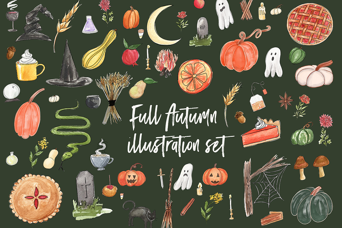Full Autumn Watercolor Illustrations, an Illustration by One and Only Paper (Photo 1 of 2)