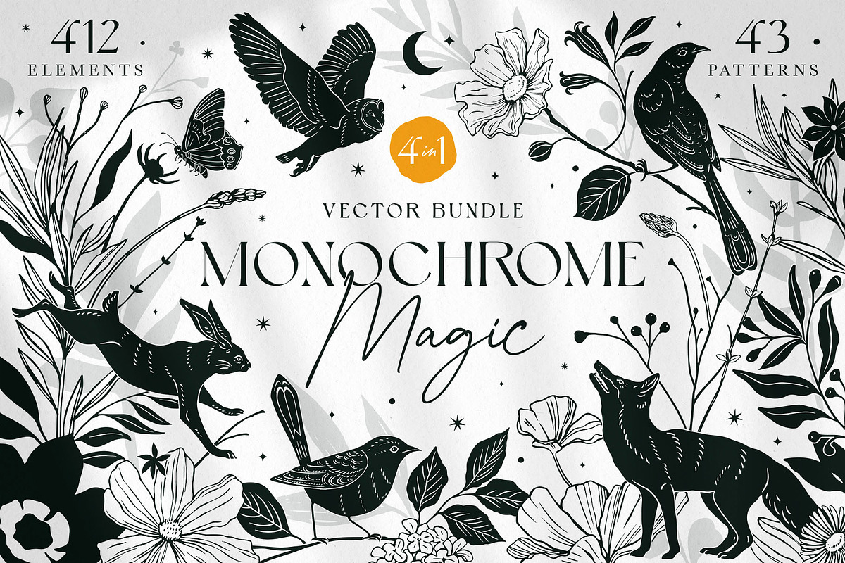 Monochrome Magic 4 in 1 Bundle, a Decorative Illustration by rouxsupplyco (Photo 1 of 27)