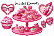Watercolor Coquette Valentines Clipa, an Illustration by cherrydesign (Thumbnail 2 of 4)