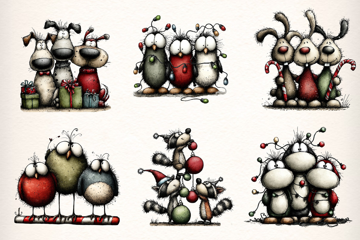 Whimsical Christmas Animals Clipart, an Illustration by Dream Creation (Photo 2 of 8)