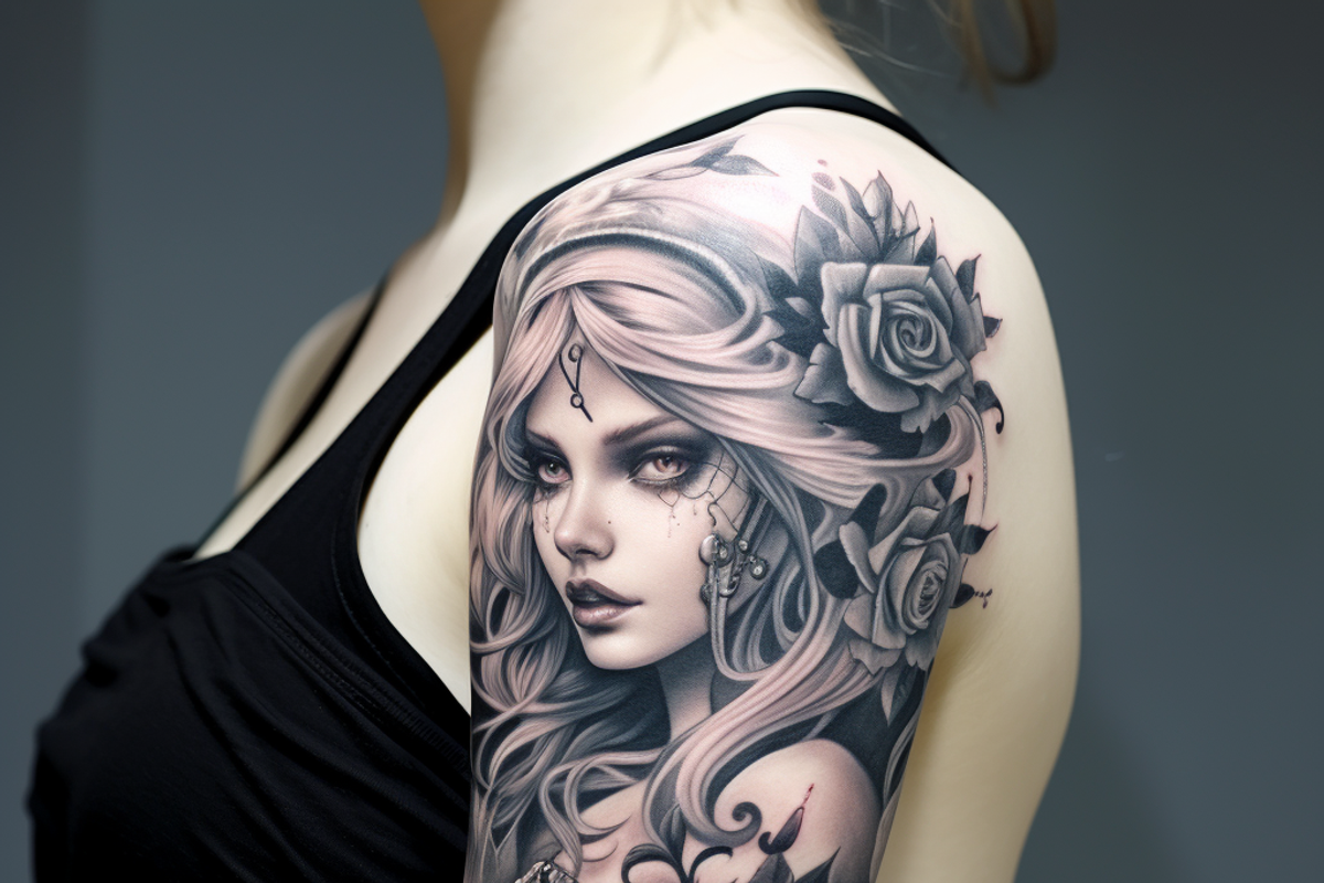 Gothic Girls tattoo flash bundle, a Brush Add-On by ProcreateInk (Photo 5 of 11)