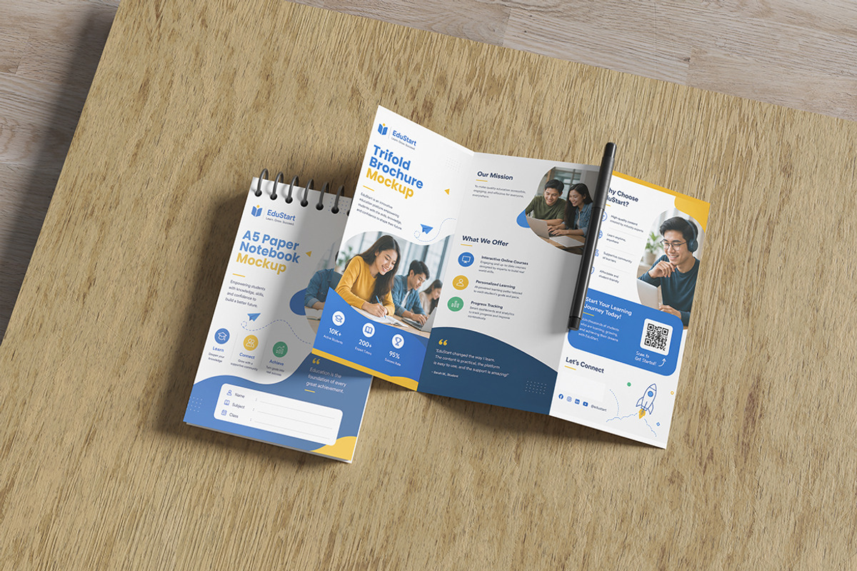 Trifold Brochure and Notebook Mockup, a Books & Magazine Mockup by My Code Std (Photo 5 of 5)