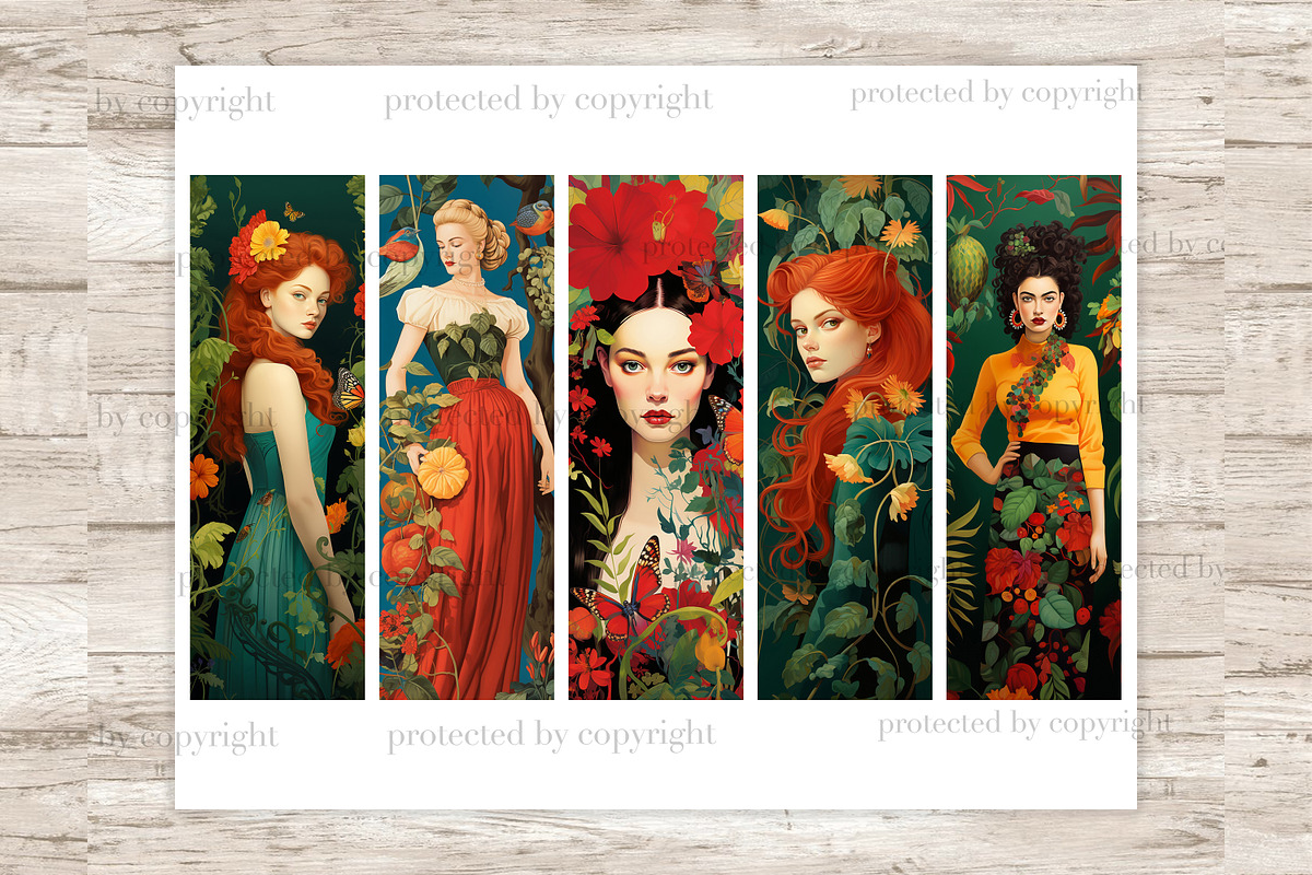 Floral Girls Bookmarks, a Person Illustration by GlamArtZhanna (Photo 3 of 3)