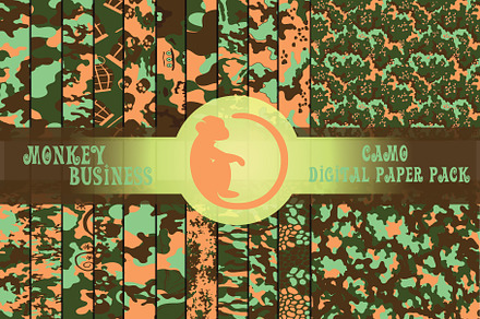 Printable digital papers, Camo pack