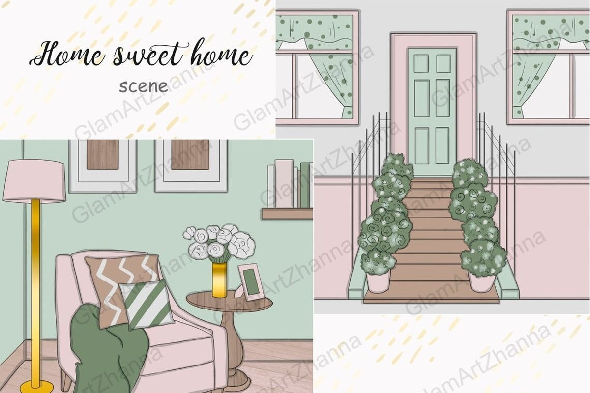 Home Sweet Home Scene, a Decorative Illustration by GlamArtZhanna (Photo 3 of 3)