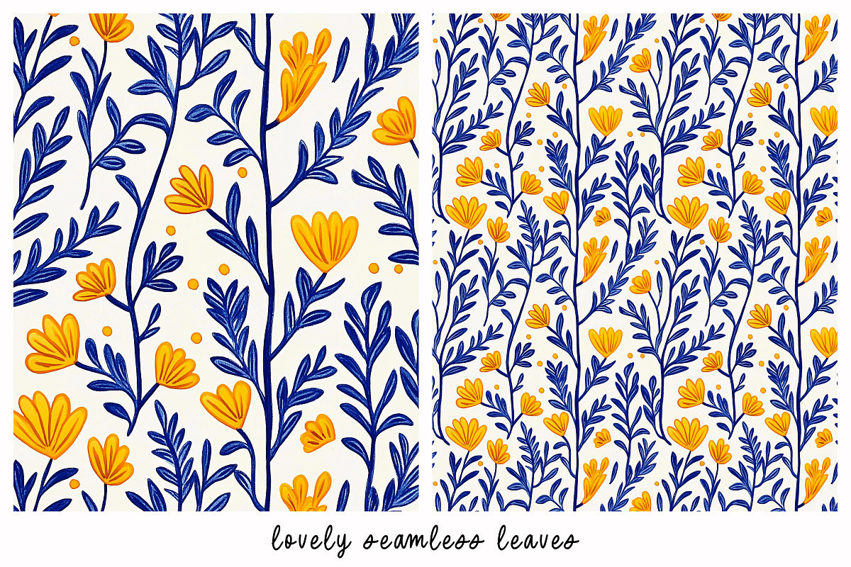 12 Seamless Elegant Leaf Patterns, a Pattern Graphic by DesignRocket (Photo 10 of 13)