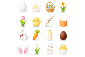 Easter icon collection. Eggs, bunny, an Object Illustration by GraphiShop