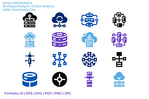 Tech Cloud Data Server Icons Bundle, a Solid Icon by Vectorium Studio