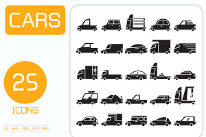 To Truck Van Pickup Car Icons Set, a Transportation Illustration by Designfour