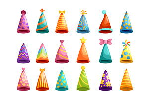 Cartoon birthday caps. Party hat set, an Object Illustration by Stock-Smart-Start