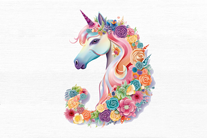 Number Unicorn Birthday Clipart